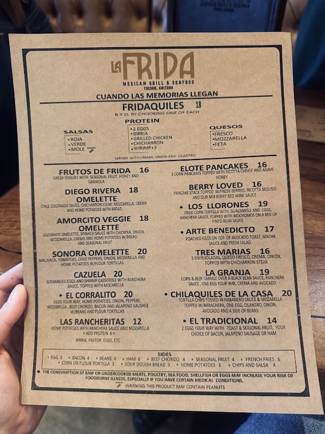 La Frida Mexican Grill & Seafood Restaurant Menu